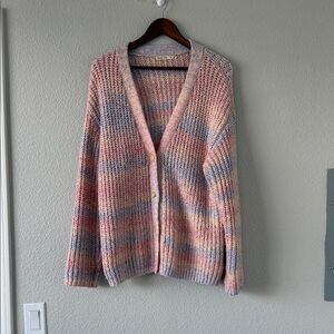 Marine Layer Women’s Pink Cotton Candy Cotton Blend Long Chunk Knit Cardigan XS